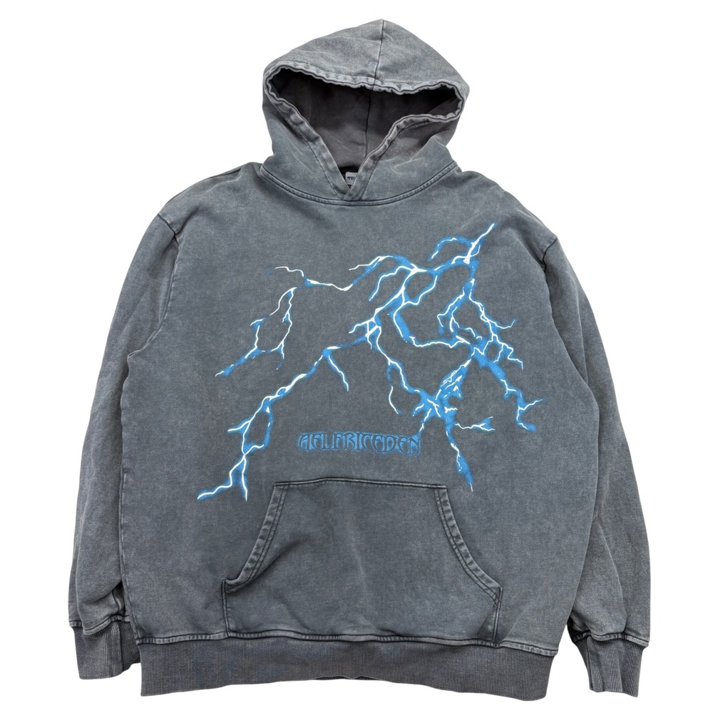 Aelfric Eden Hoodie Mens M Lightning Bolt Graphic Washed Streetwear